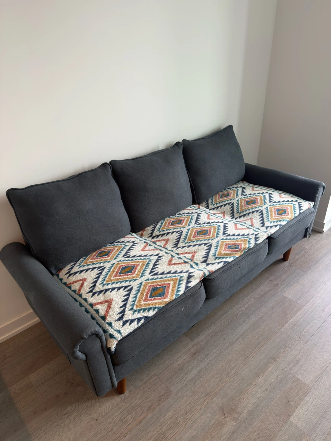 Dark Grey Three-Seater Sofa