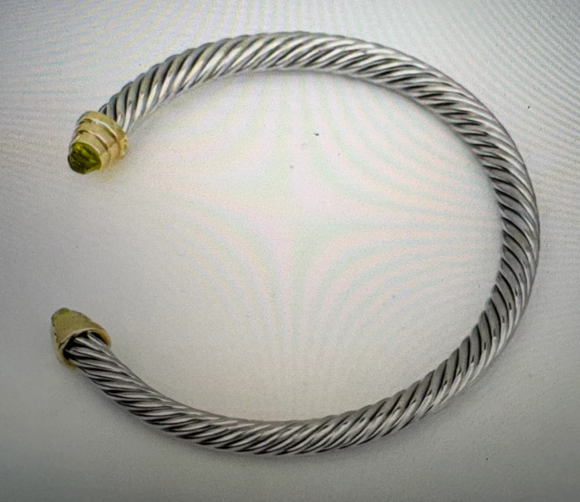 New cable bangle bracelet gemstones/stainless steel/gold plated) - photo 2