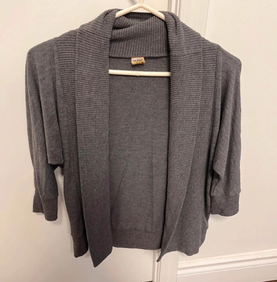 Grey knit open cardigan