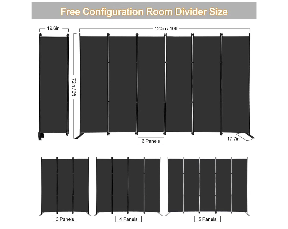 6-Panel Freestanding Room Divider Screen - photo 2