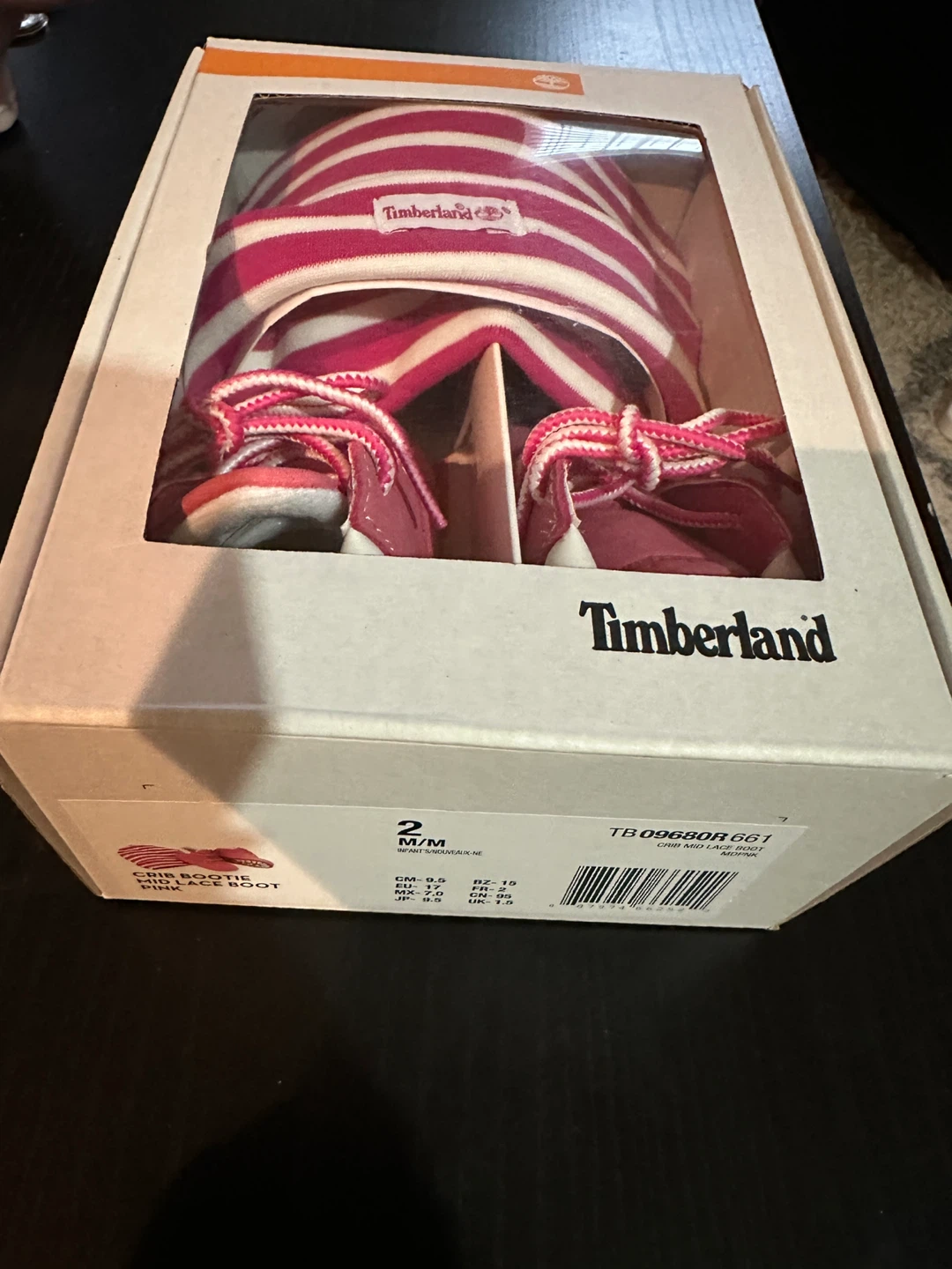 Size 2 Pink and White Timberland Infant Crib Bootie Set - photo 2