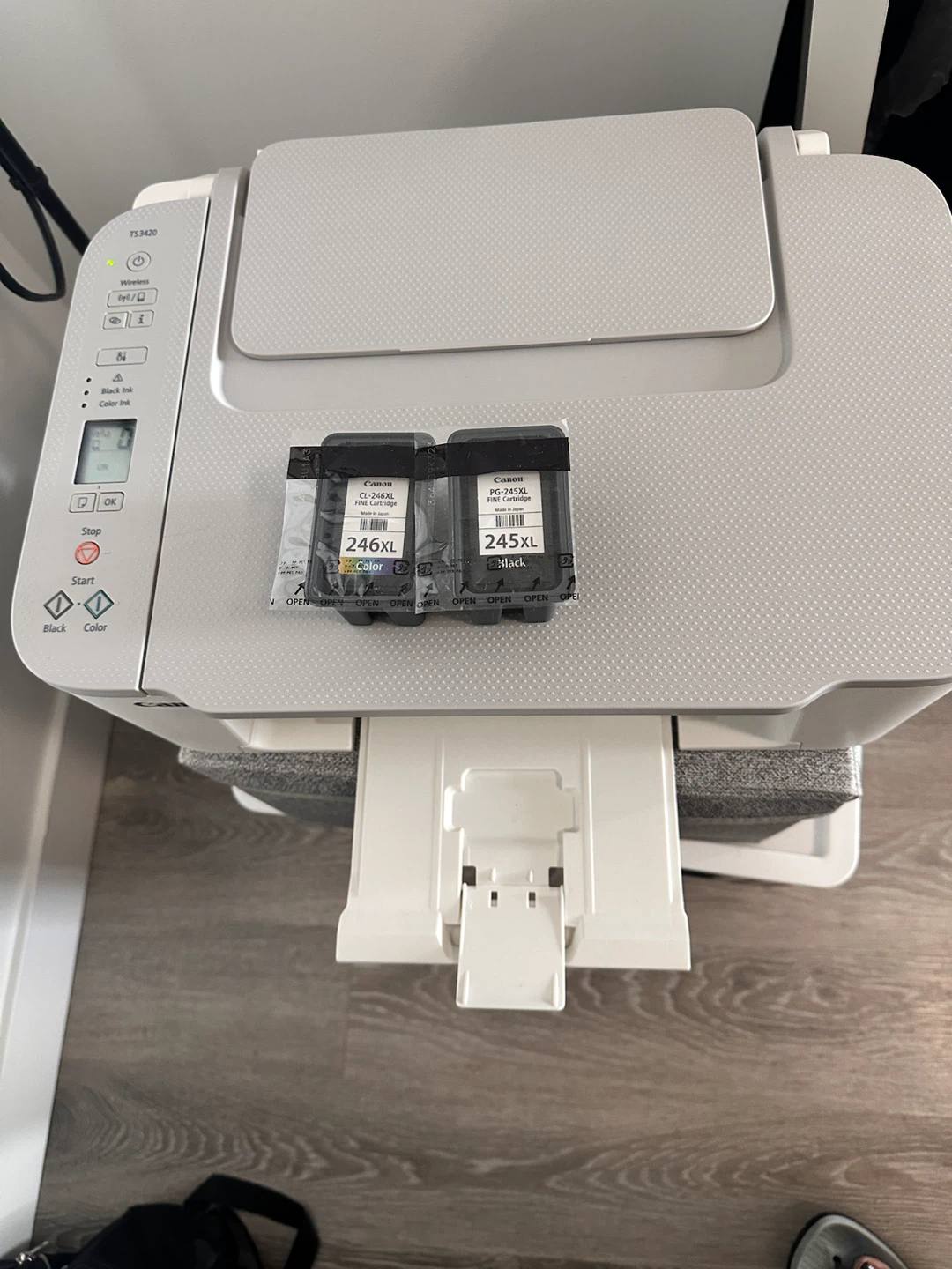 Canon pixma Ts3420 with 2 black and 2 colour cartridges
