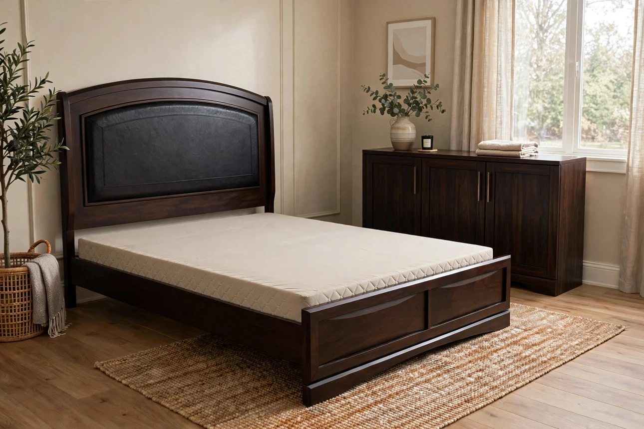 Dark Wood Queen Bed Frame and Mattress Set - photo 5