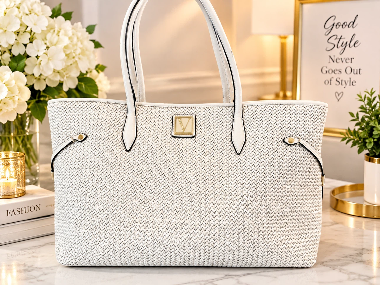 Victoria's Secret White Woven Tote Bag - photo 2