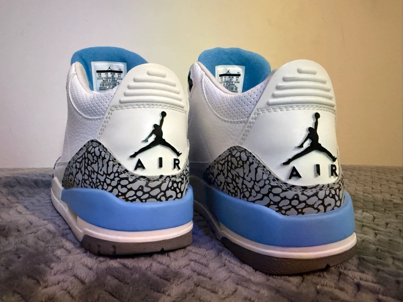 Air Jordan 3 Retro White Valor Blue-Tech Grey Size 13