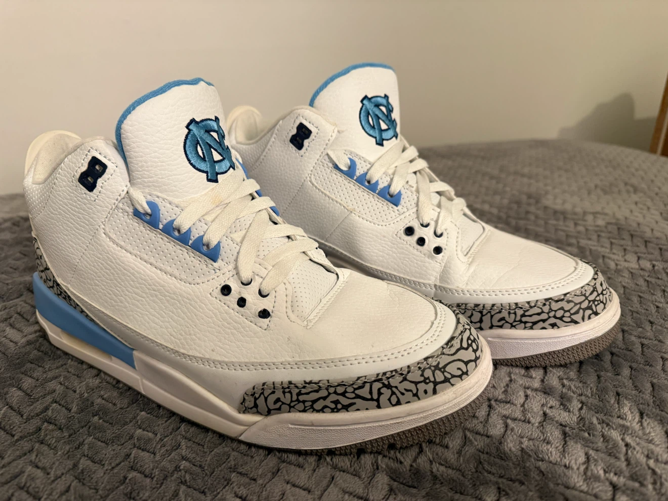 Air Jordan 3 Retro White Valor Blue-Tech Grey Size 13 - photo 2