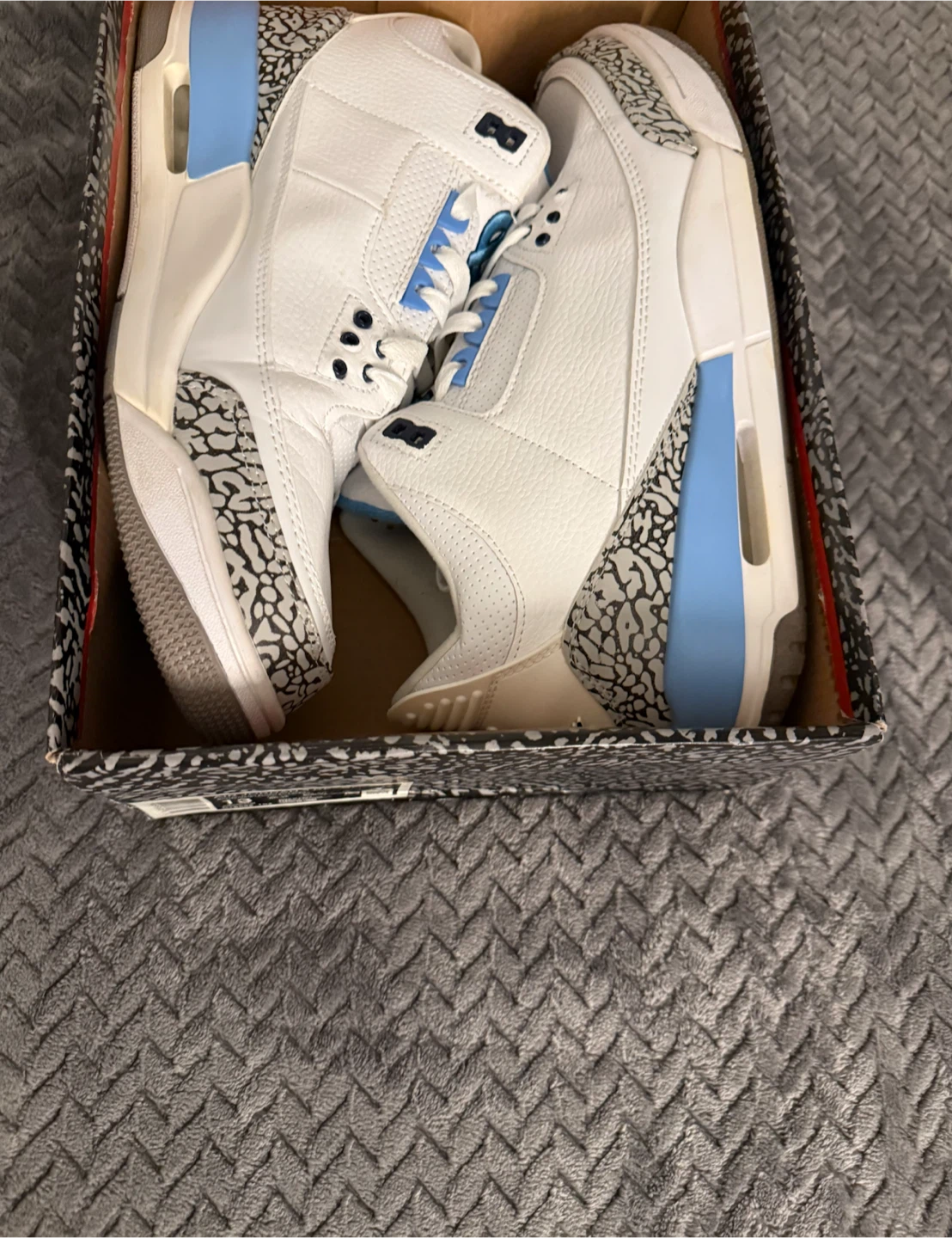 Air Jordan 3 Retro White Valor Blue-Tech Grey Size 13 - photo 3