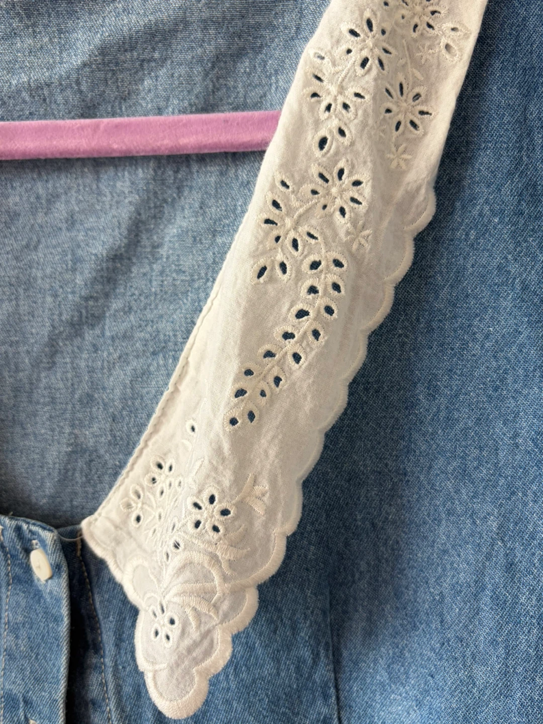 Stradivarius Denim Blouse with White Collar