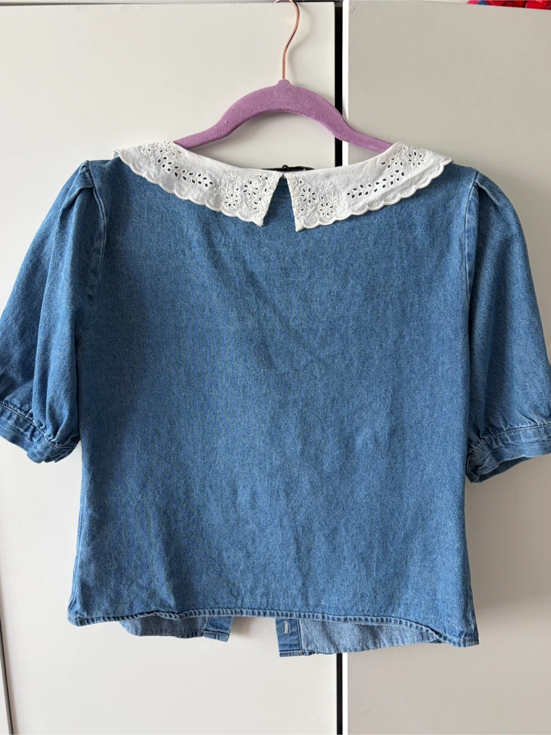 Stradivarius Denim Blouse with White Collar - photo 4