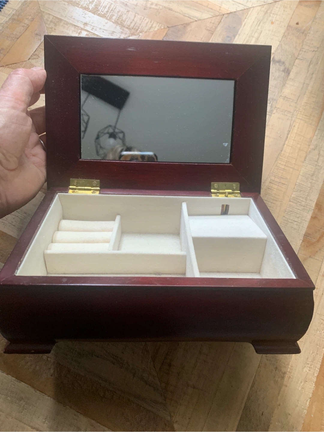 Wooden Jewelry Box with Mirror