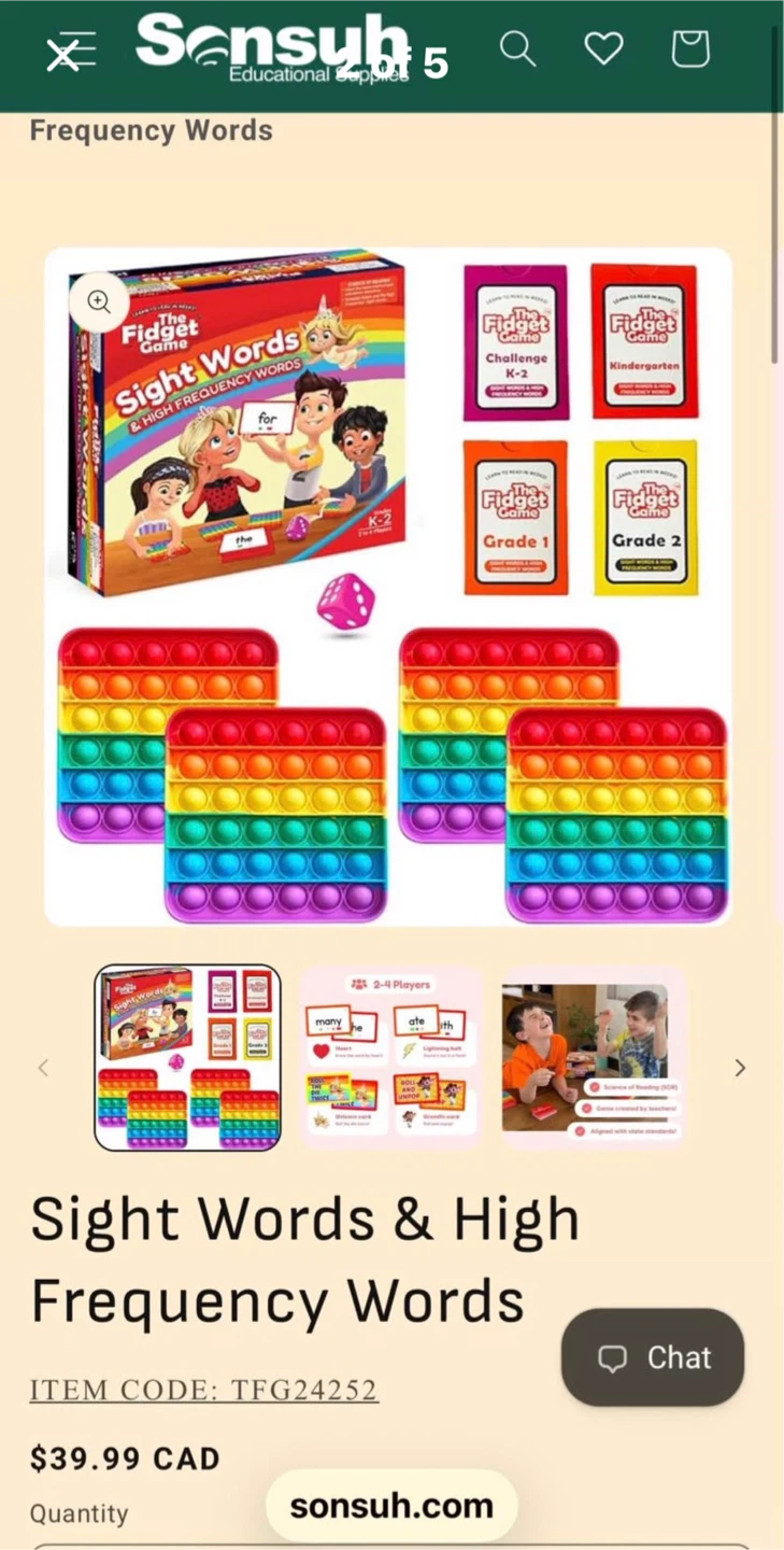 The Fidget Game Sight Words Set - photo 2
