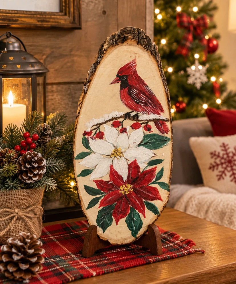 Hand painted slice of wood