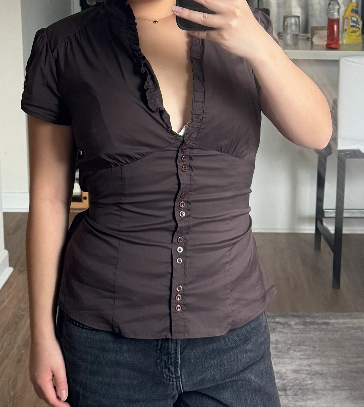 RW&Co. Brown Ruffled Blouse - photo 4
