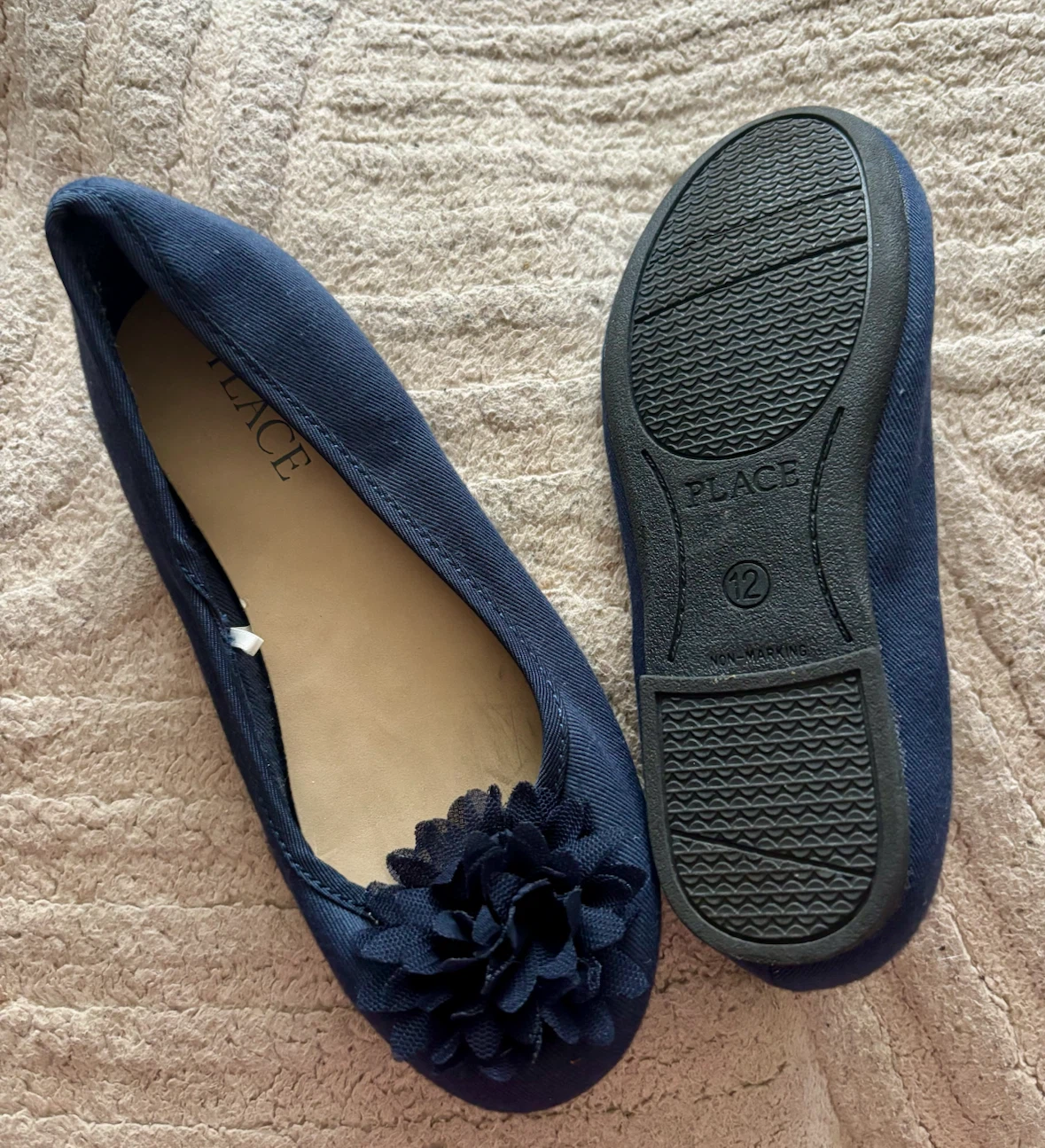 Navy Girls Flats with bow