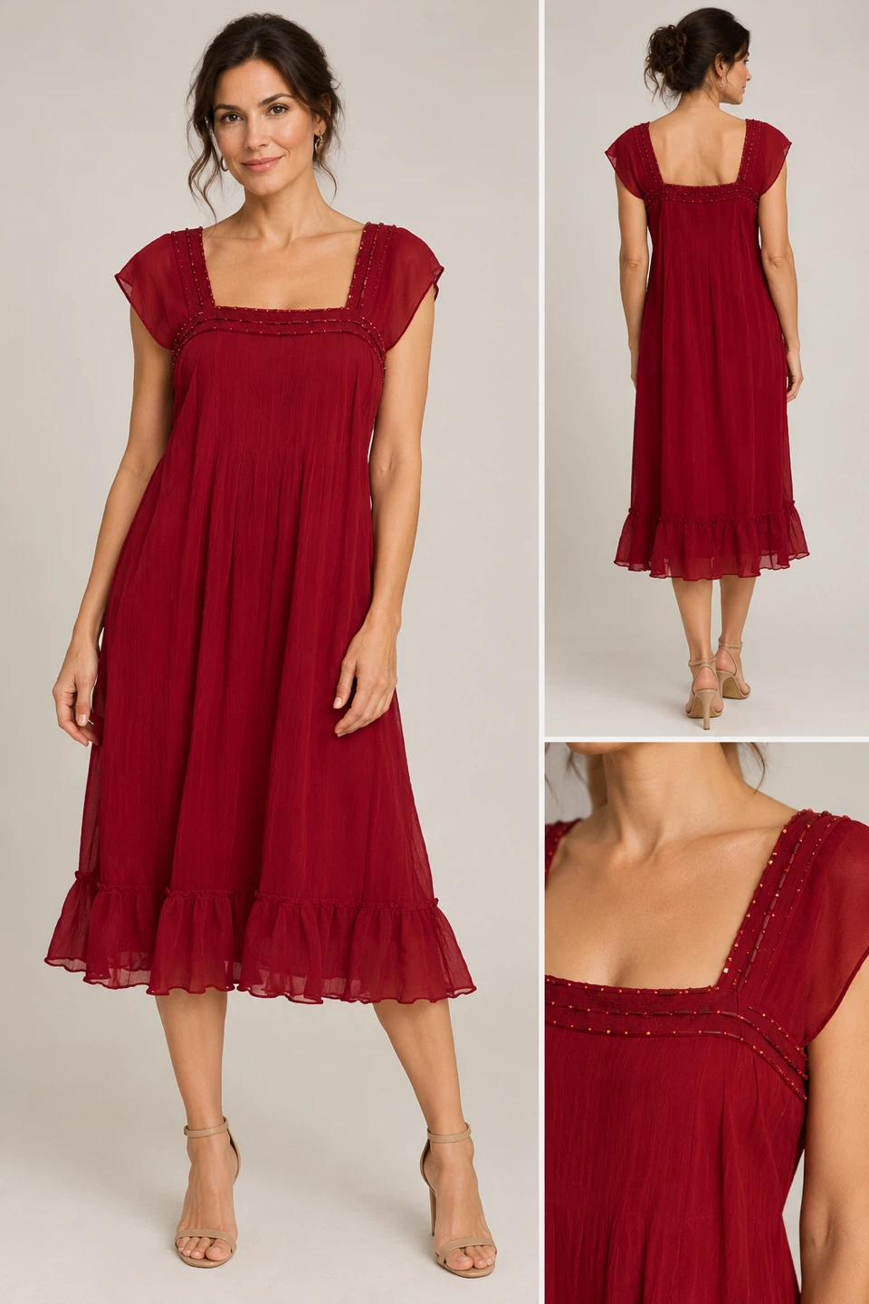 Feel-Free Red Beaded Dress Size L