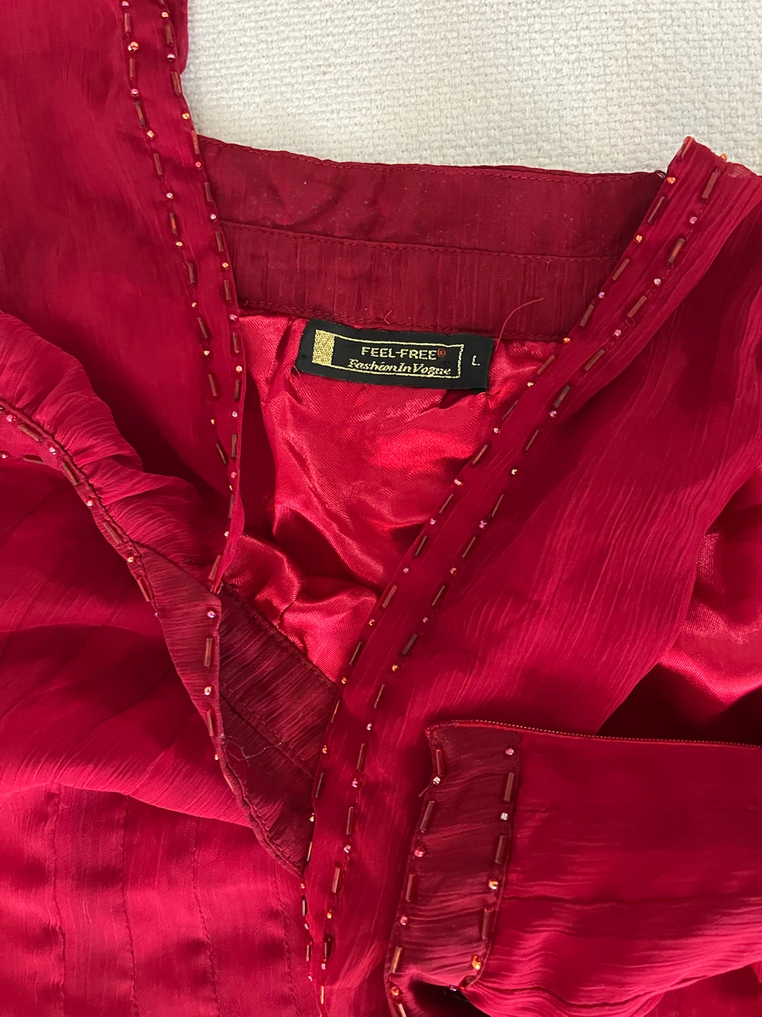 Feel-Free Red Beaded Dress Size L - photo 2