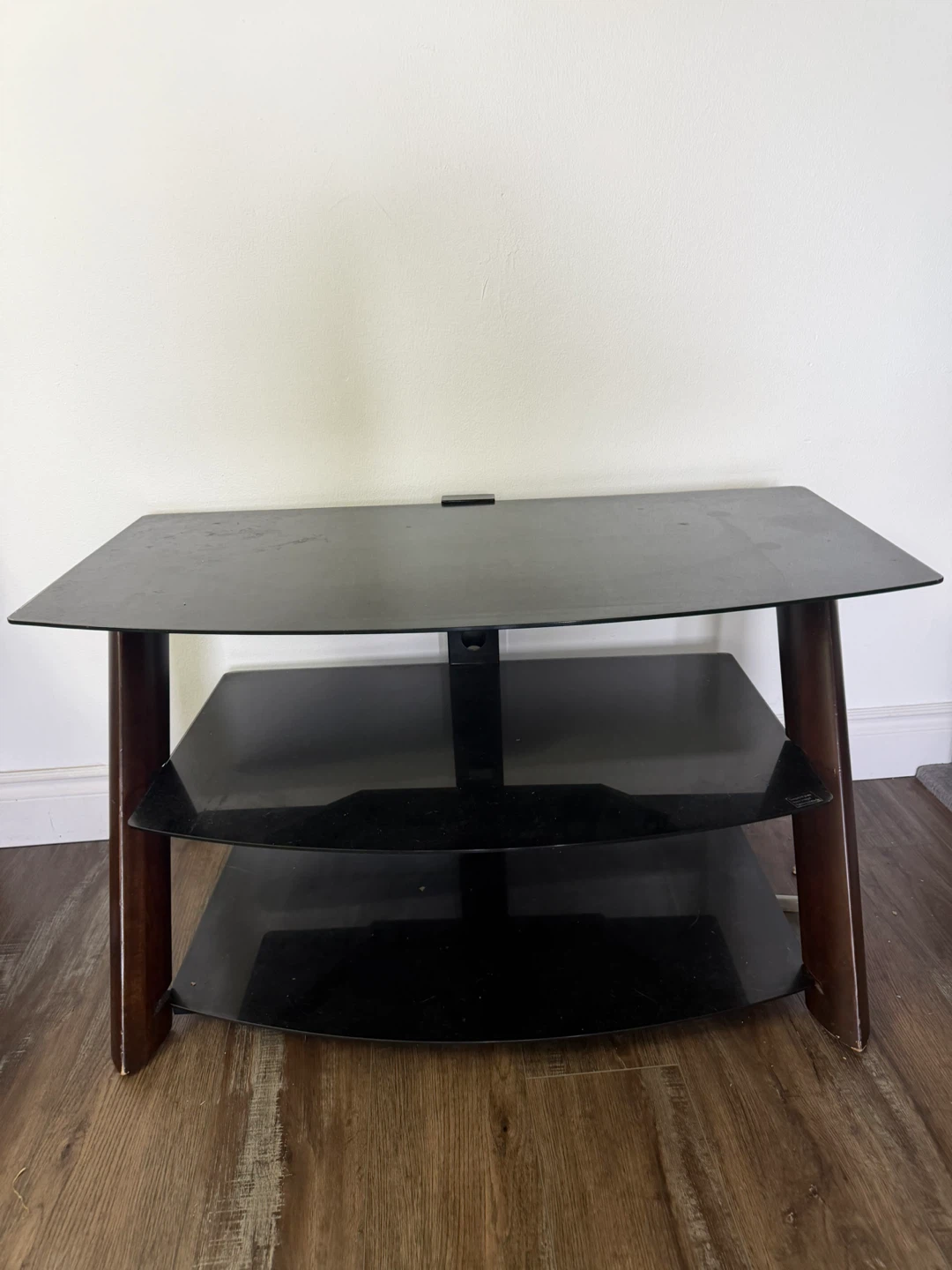 Black glass TV stand