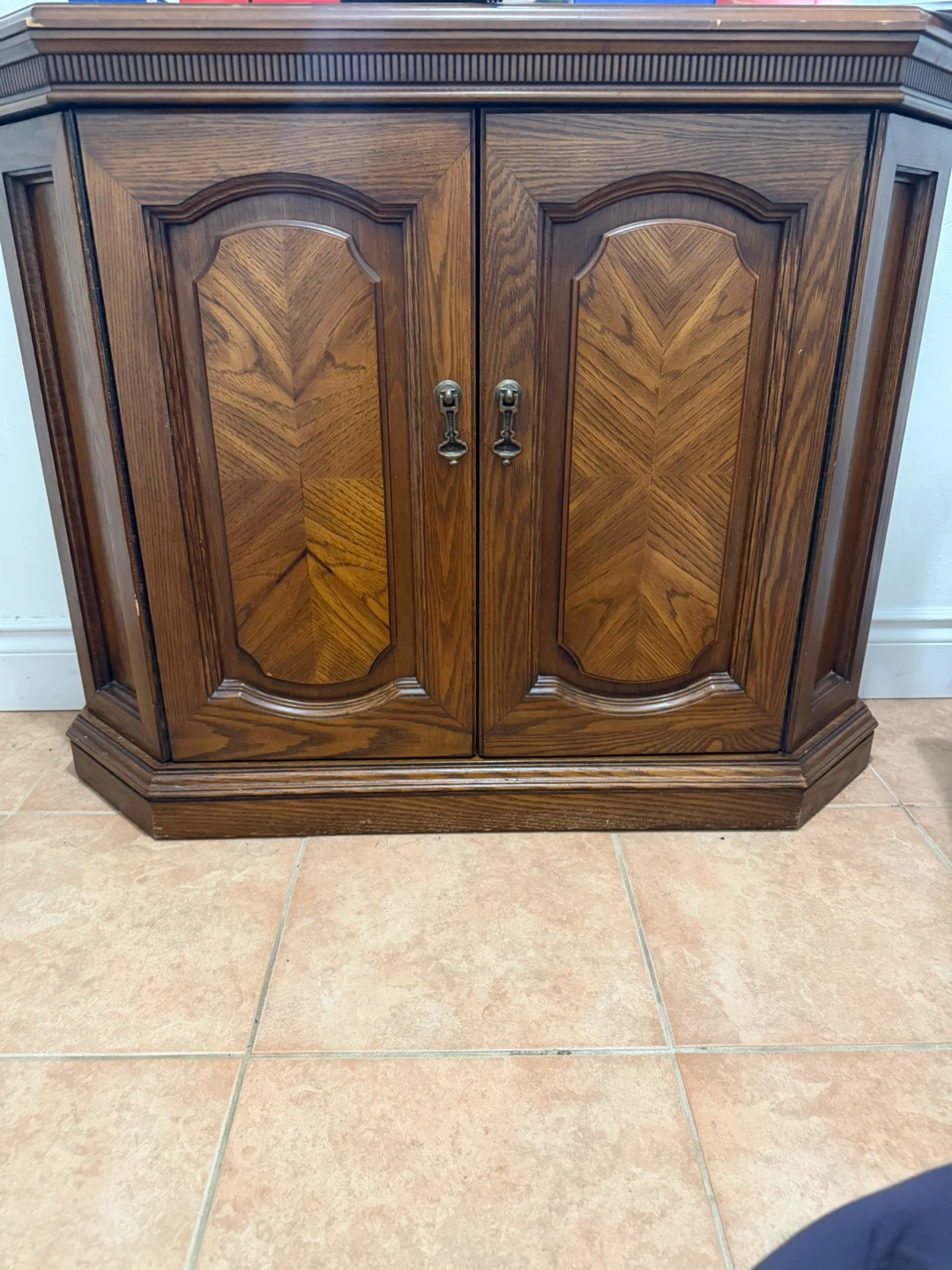 Vintage Oak Hallway Console Table with Mirror - photo 4