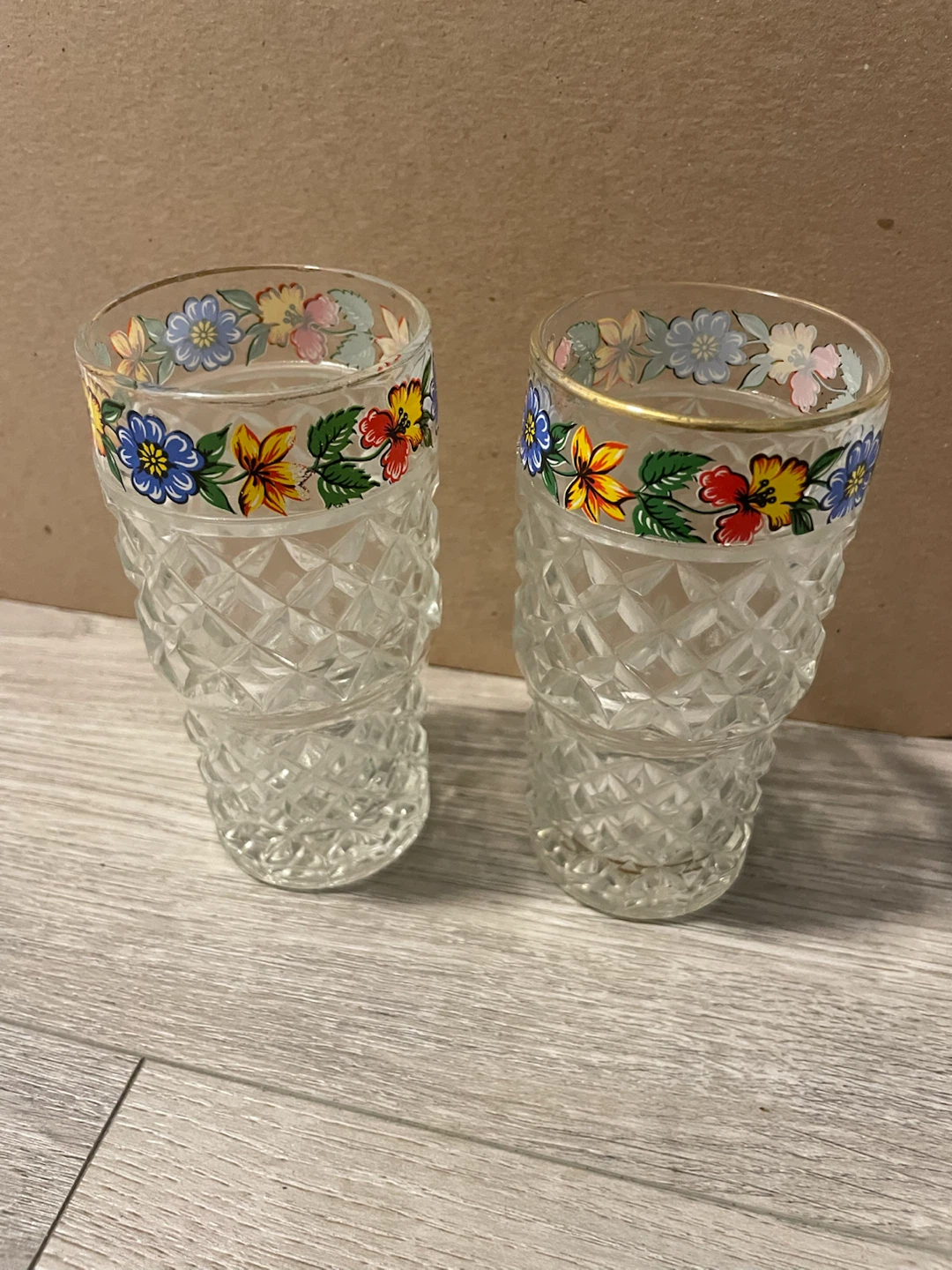 Floral Patterned Glass Tumblers