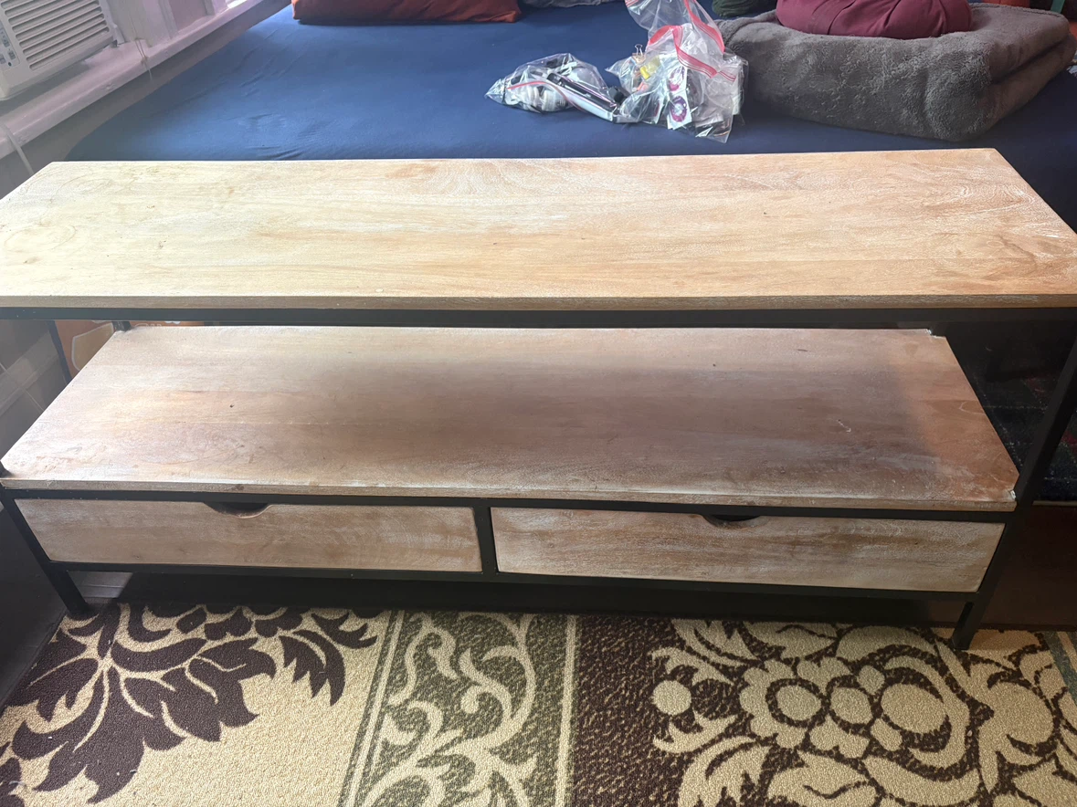 Industrial Style Wood and Metal Media Console