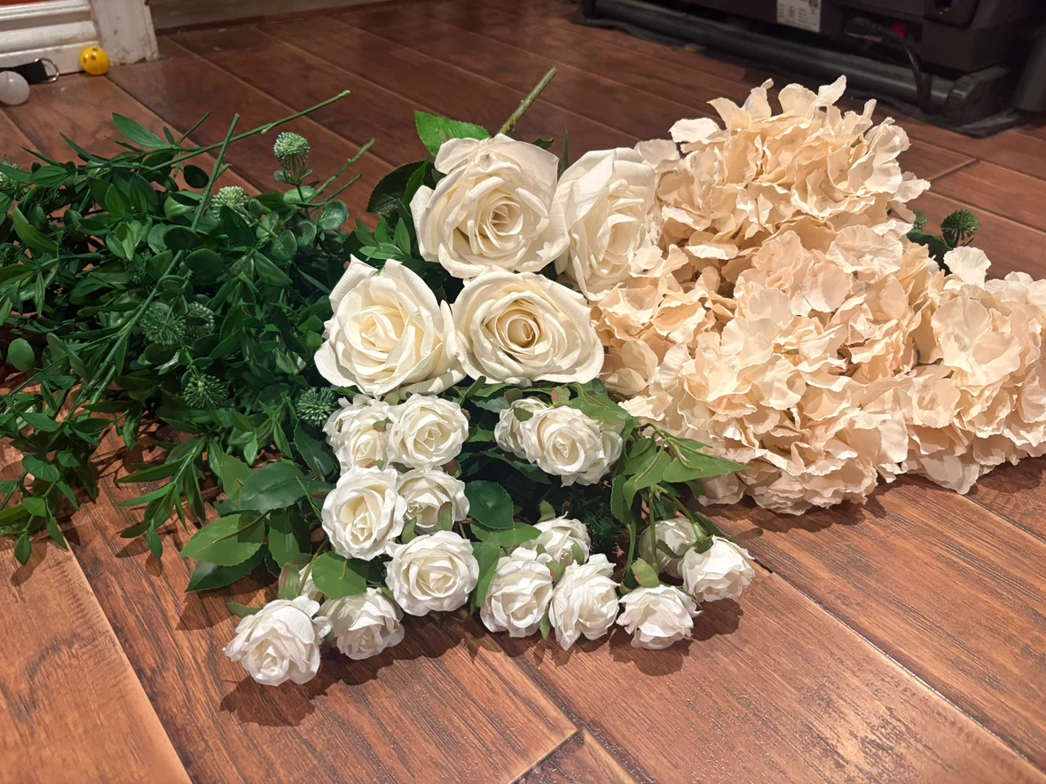 10 Faux arrangements AND loose flowers