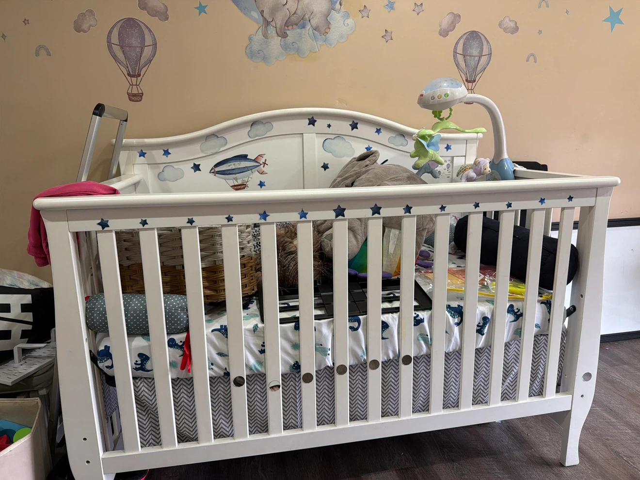 White Wooden Baby Crib