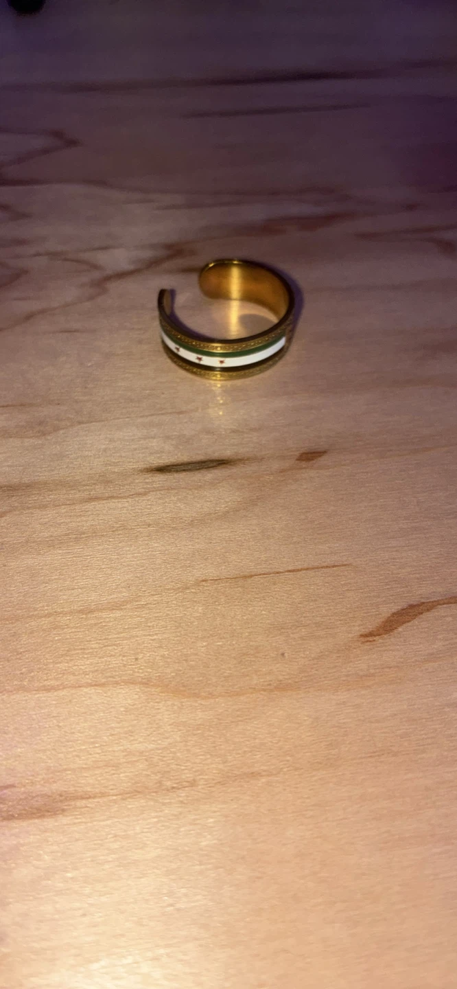 Syrian flag gold tone band ring - photo 4