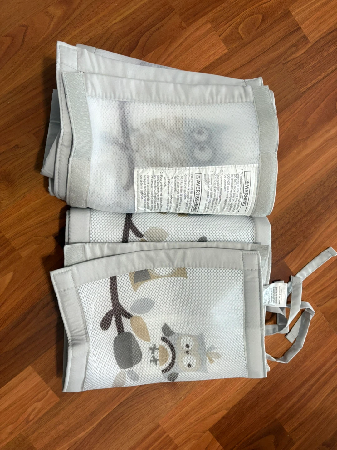 BreathableBaby Mesh Crib Liner - Owl Fun Gray - photo 2