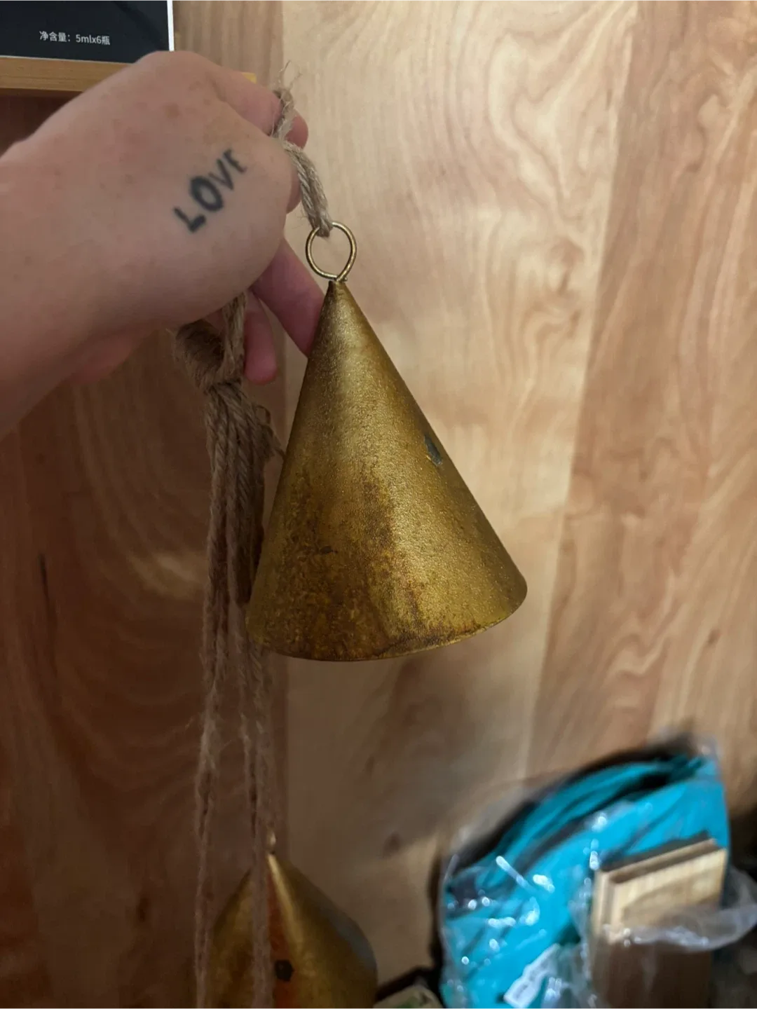 Rustic tin bells on rope - photo 2