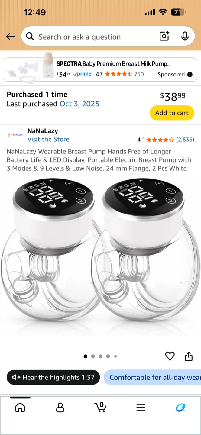 NaNaLazy Wearable Electric Breast Pump - photo 3