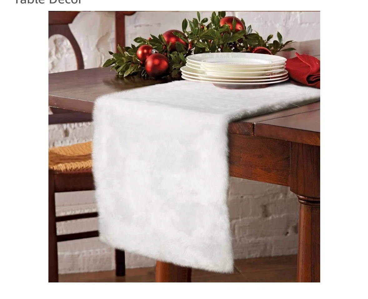 Faux white fur table runner 15*72 inches - photo 2