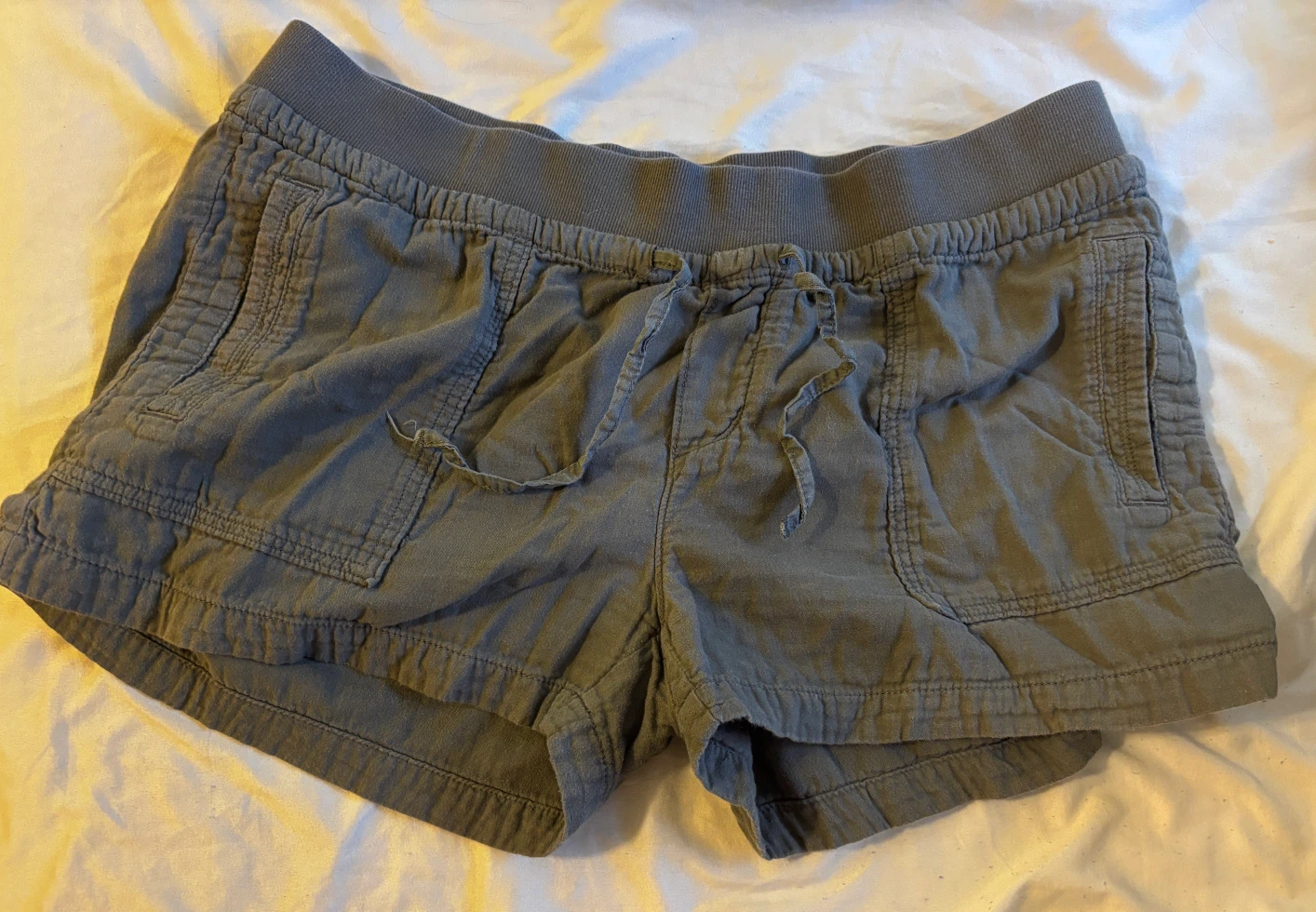 Kismet Grey and Olive Green Elastic Waist Shorts - photo 4
