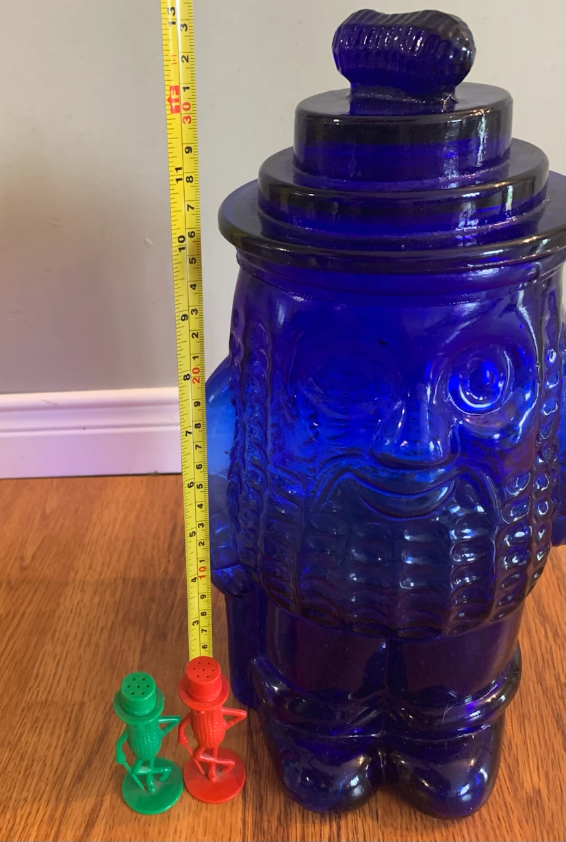 Vintage Blue Cobalt Glass Peanut Jar and Salt and Pepper Shakers - photo 2