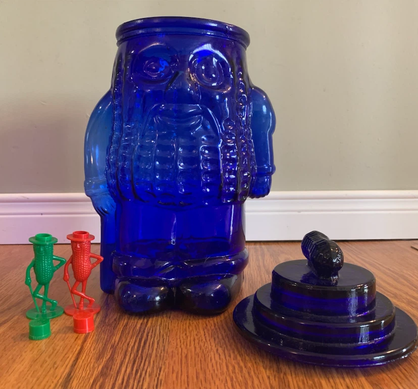 Vintage Blue Cobalt Glass Peanut Jar and Salt and Pepper Shakers - photo 3