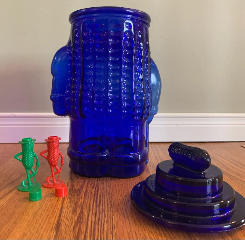 Vintage Blue Cobalt Glass Peanut Jar and Salt and Pepper Shakers - photo 5