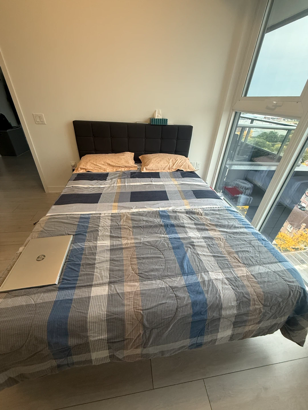 Dark Grey Tufted Bed Frame + Mattress, Like New (1 Year Old) - photo 3