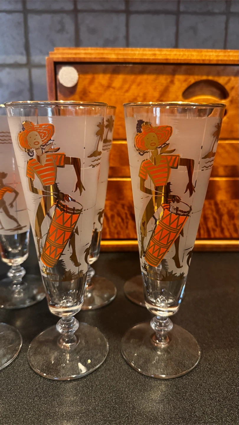 Set of 8 Vintage Mid-Century Frosted Cocktail Glasses - photo 2