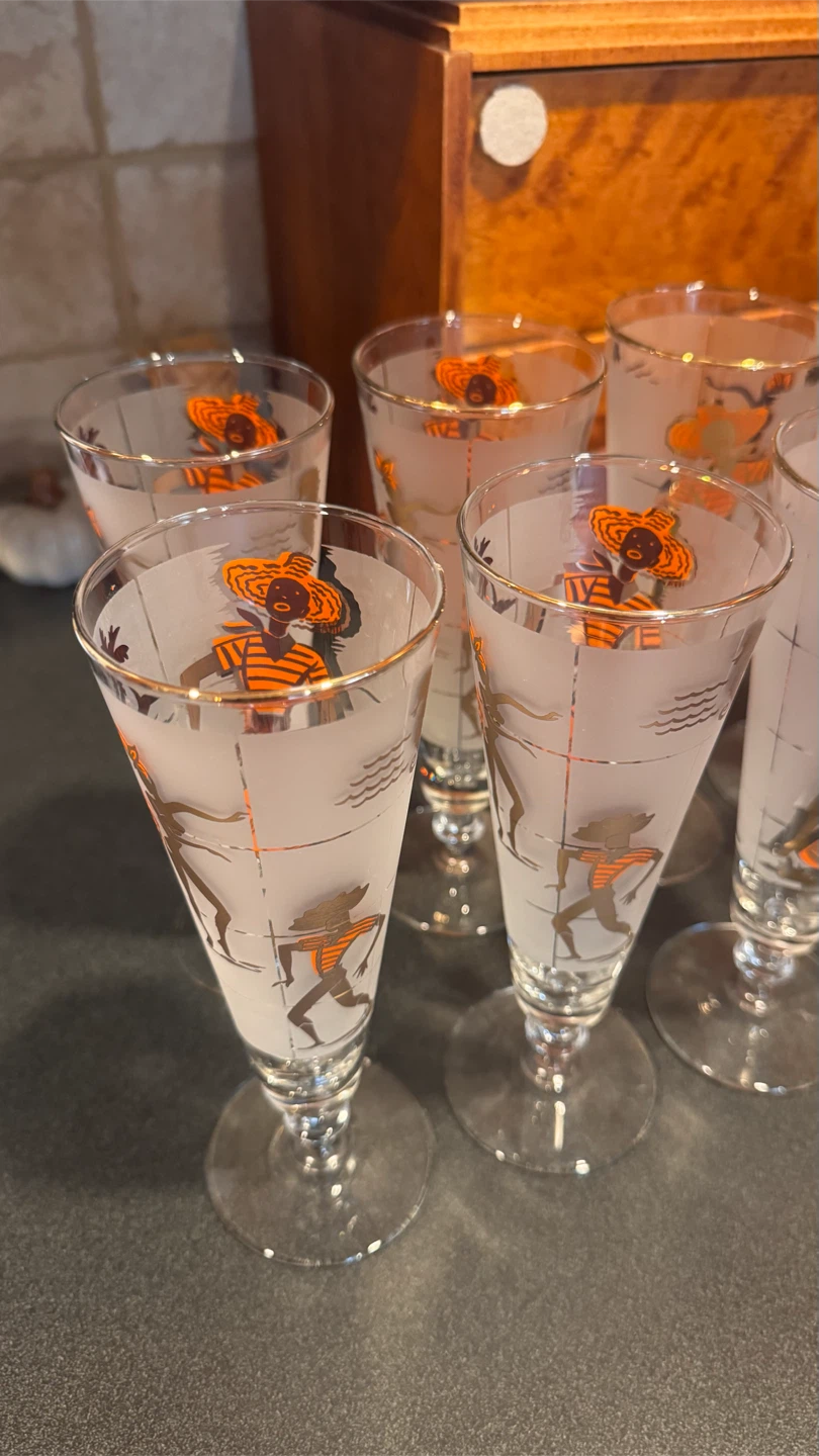 Set of 8 Vintage Mid-Century Frosted Cocktail Glasses - photo 3