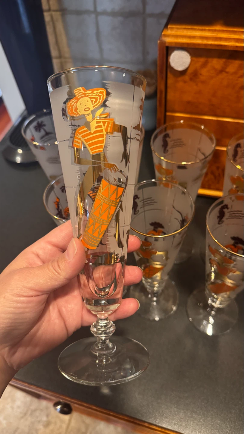 Set of 8 Vintage Mid-Century Frosted Cocktail Glasses - photo 4
