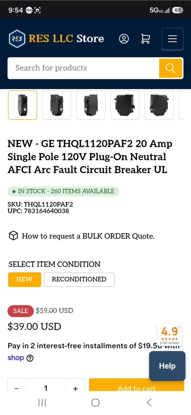 Arc fault breakers GE 20 amp - photo 5