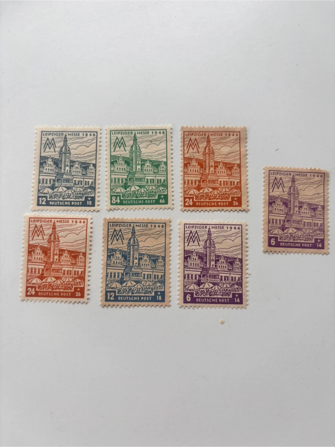 Set of 7 Vintage 1946 Leipziger Messe Stamps