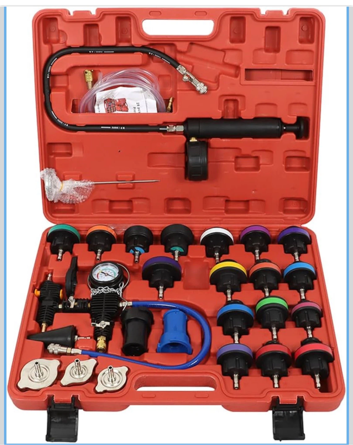 labwork 28Pcs Radiator Pressure Tester Vacuum Type System Kit