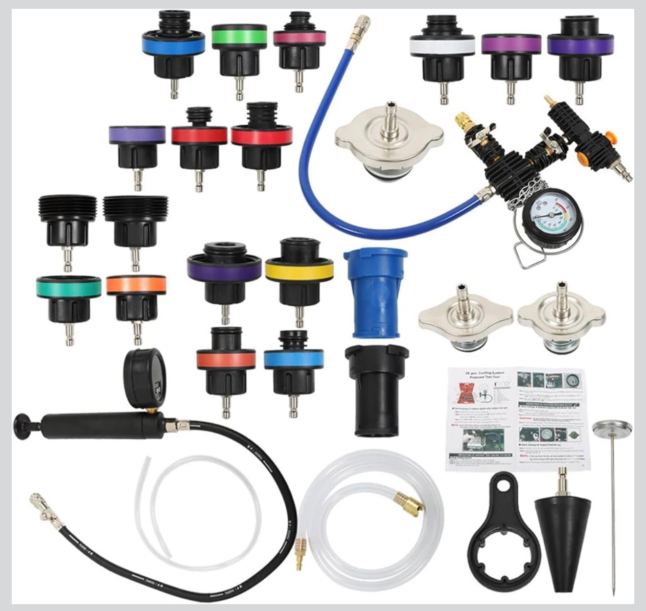 labwork 28Pcs Radiator Pressure Tester Vacuum Type System Kit - photo 2