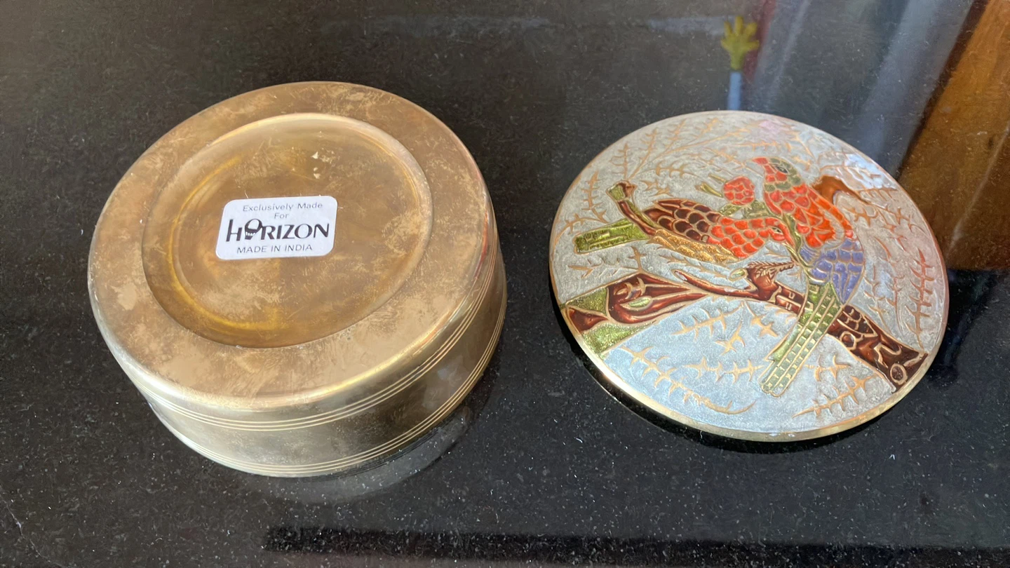 Vintage Brass and Enamel Trinket Box - photo 2