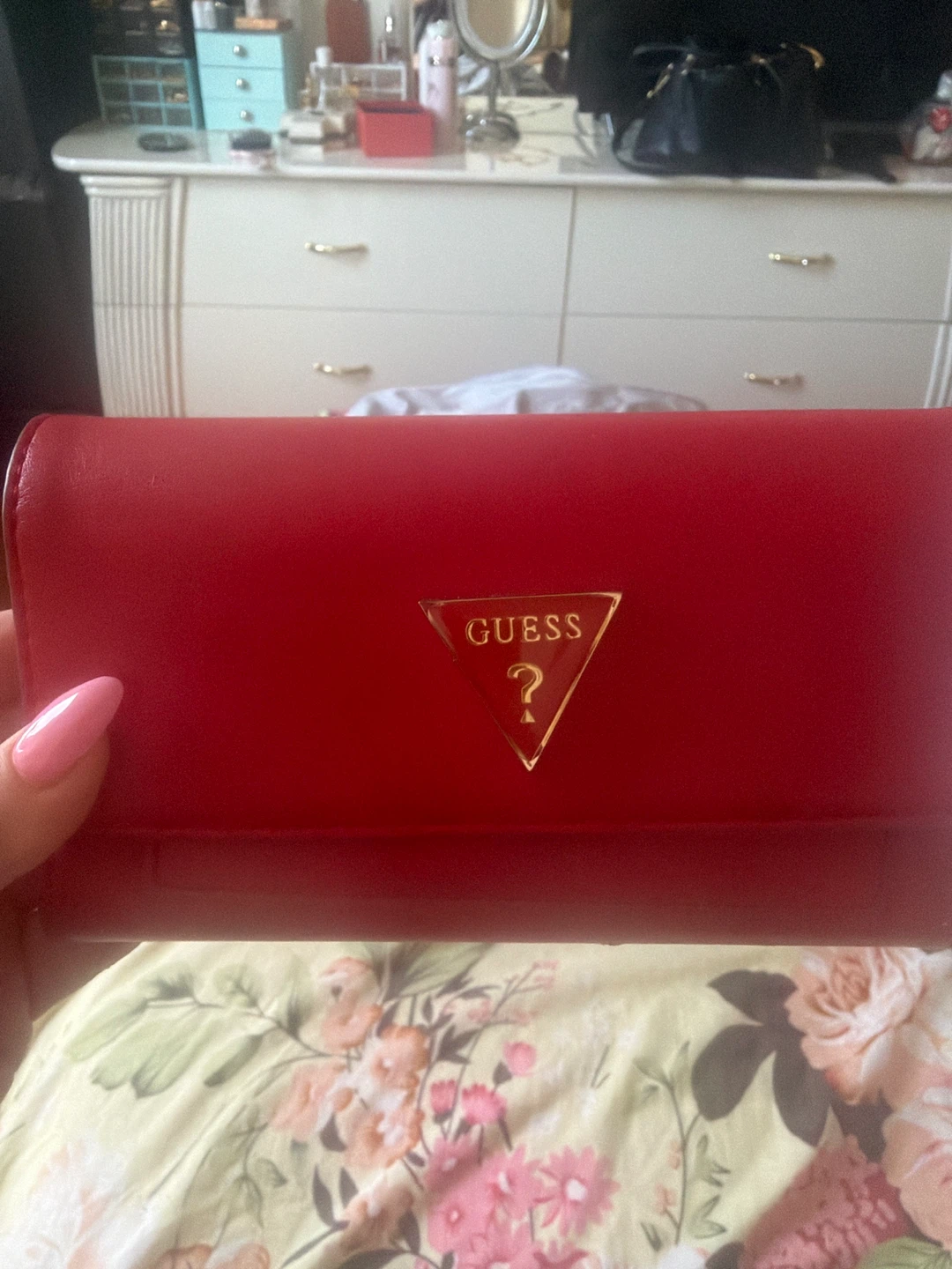 Guess Red Tri-Fold Wallet