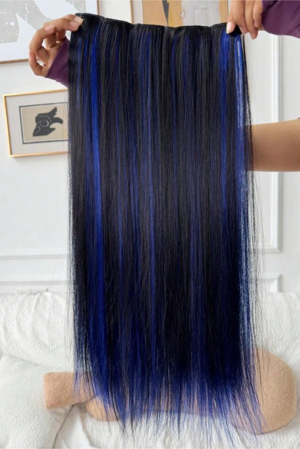 Blue and black hair extensions - photo 2