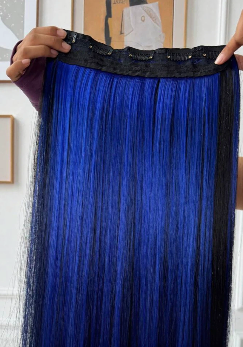 Blue and black hair extensions - photo 3
