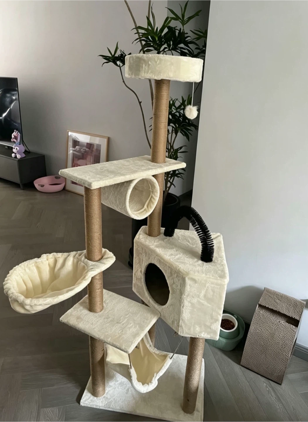 Cream Cat Tree with Hammock and Condo - photo 3