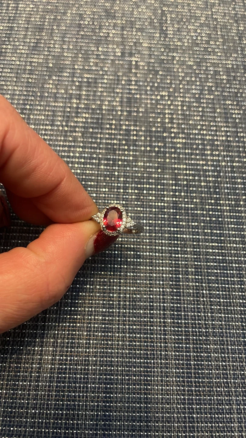 Oval Red Gemstone Ring with Accents
