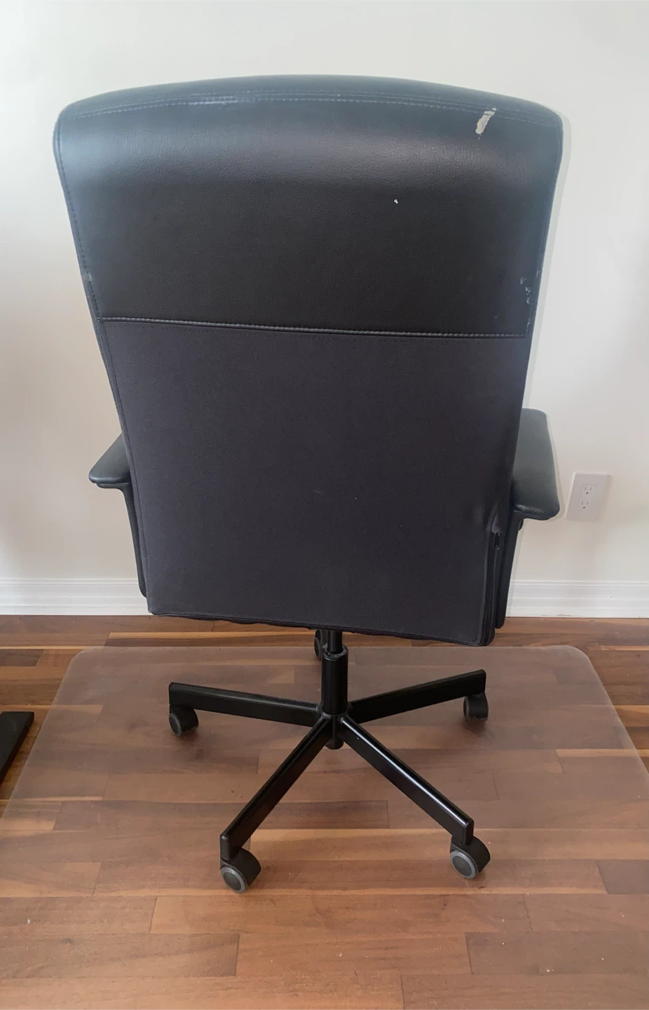 Worn Faux Leather Black Office Chair - photo 3